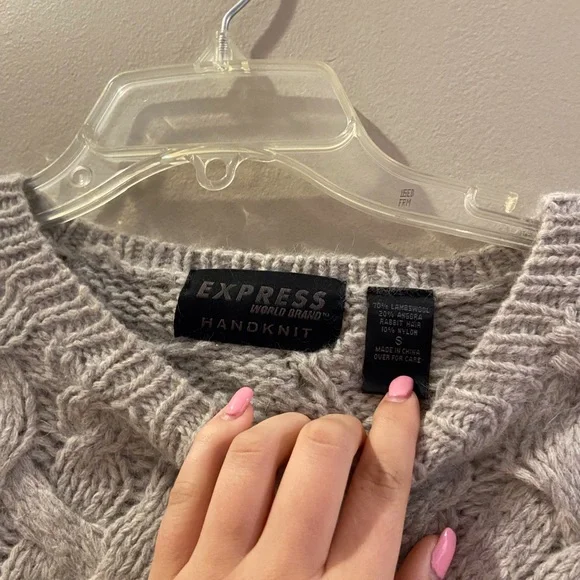 Express Handknit Lambswool size small light gray sweater. {127} - Picture 2 of 8